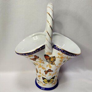 Butterfly Basket Formalities by Baum Bros. Collection Ceramic Vase Gilded Gold
